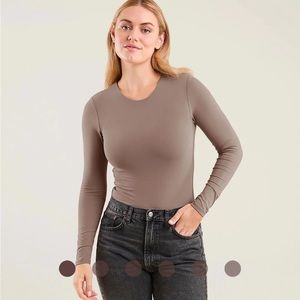Nuuds crewneck bodysuit in mocha XS NWOT